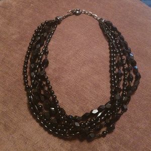 Vintage Black Beaded Necklace